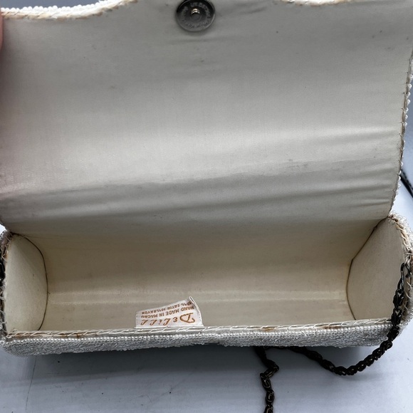 Vintage Delill Beaded Handbag Braided Chain Snap Close Evening Bag Prom Wedding - Picture 5 of 10